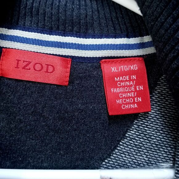 IZOD Sweater Mens XL Gray 1/4 Zip Pullover Long Sleeve High Neck Casual - Picture 4 of 8